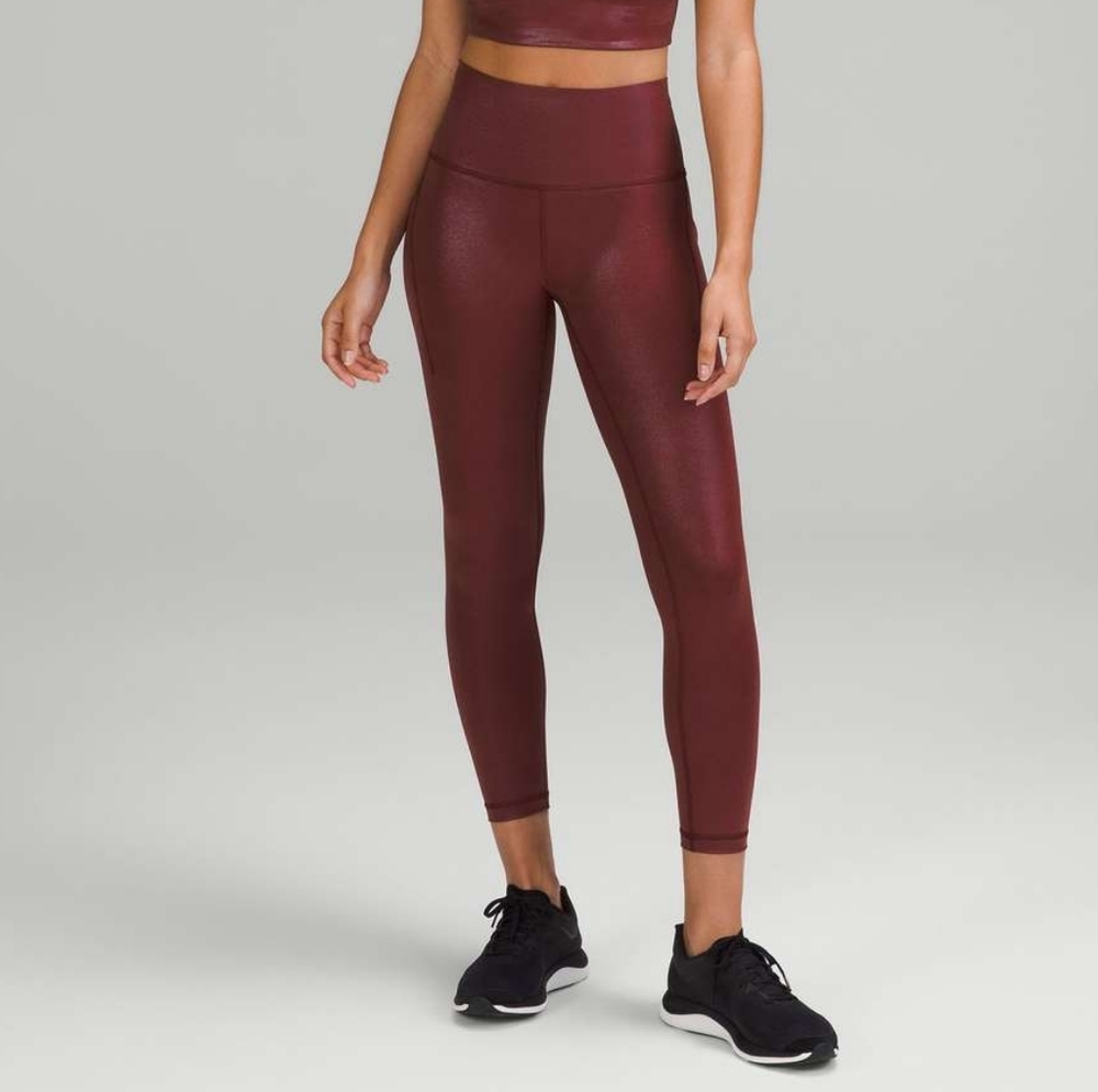 Lululemon Wunder Train HR Tight 25" Radiate Foil Red Merlot 14 BNWT